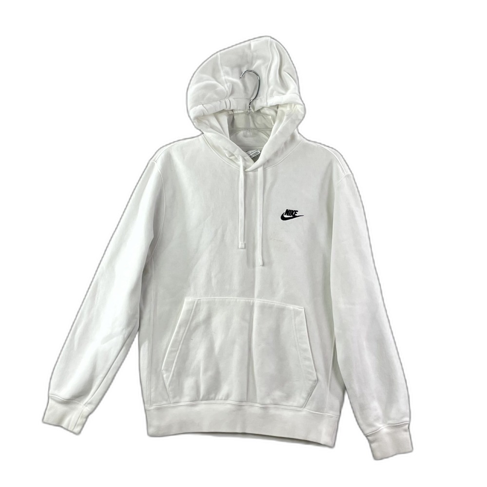 Nike Sportswear Club Hoodie Mens Small White Fleece Lined Pullover Performance